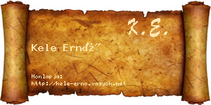 Kele Ernő névjegykártya